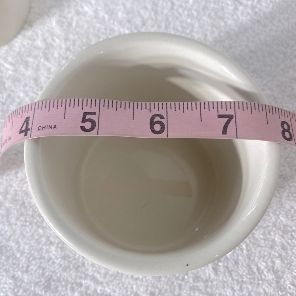 White Ceramic Butter Bell W Blue Line Accent - Picture 9 of 13